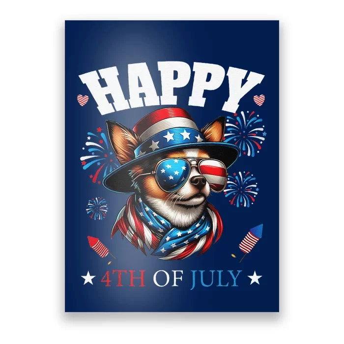 4th Of July Chihuahua Dog Patriotic Hat American Poster