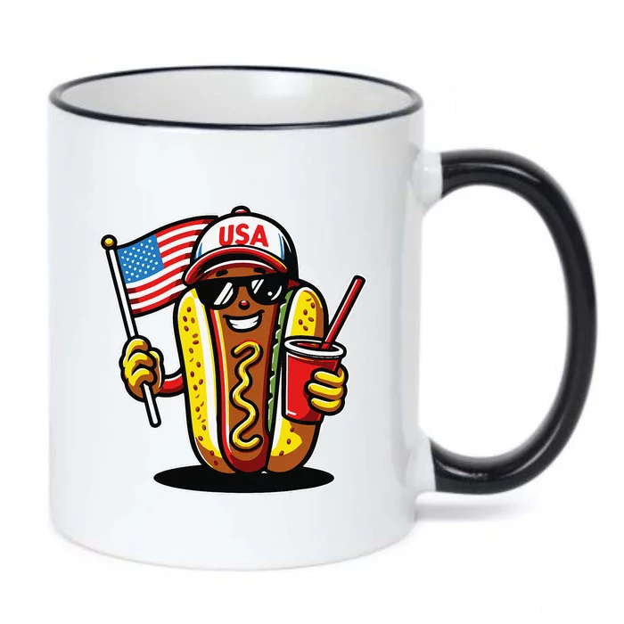 4th Of July Hotdog Funny Fourth Of July Patriotic Usa Flag Black Color Changing Mug