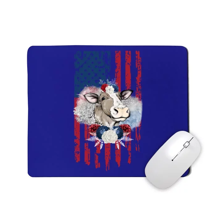 4th Of July Cow Great Gift Us American Flag Patriotic Heifer Cool Gift Mousepad