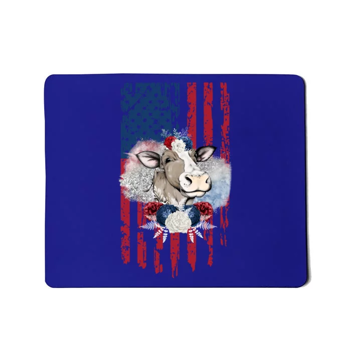 4th Of July Cow Great Gift Us American Flag Patriotic Heifer Cool Gift Mousepad