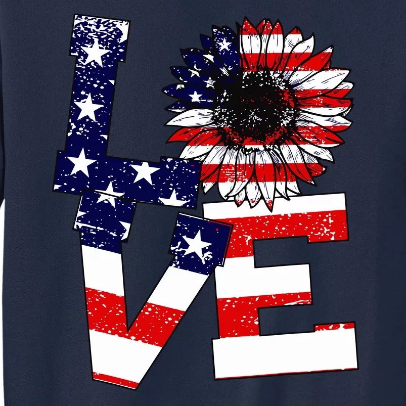 4th Of July Love Sunflower American Flag Tall Sweatshirt