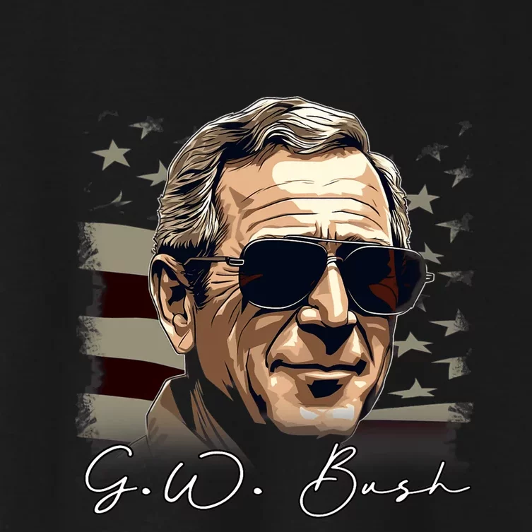 4th Of July George W. Bush President Portrait Patriotic Women's Crop Top Tee