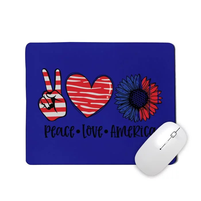 4th Of July Usa Flag Peace Love America Funny Gift Mousepad