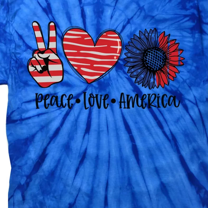 4th Of July Usa Flag Peace Love America Funny Gift Tie-Dye T-Shirt