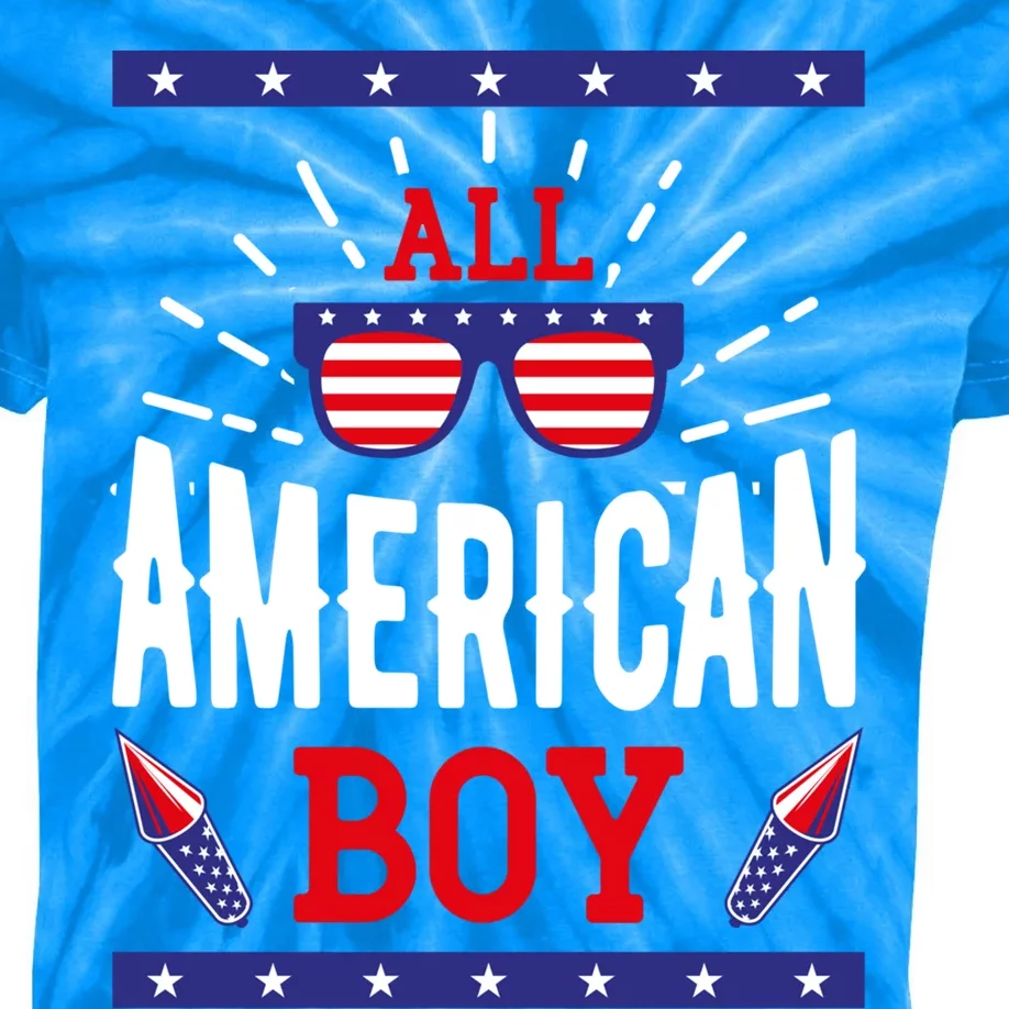 4th Of July Family Matching All American Cool Gift Kids Tie-Dye T-Shirt