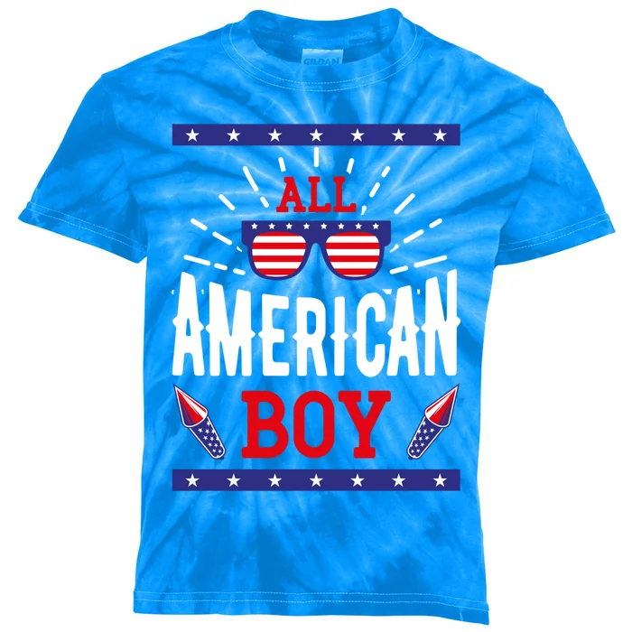 4th Of July Family Matching All American Cool Gift Kids Tie-Dye T-Shirt