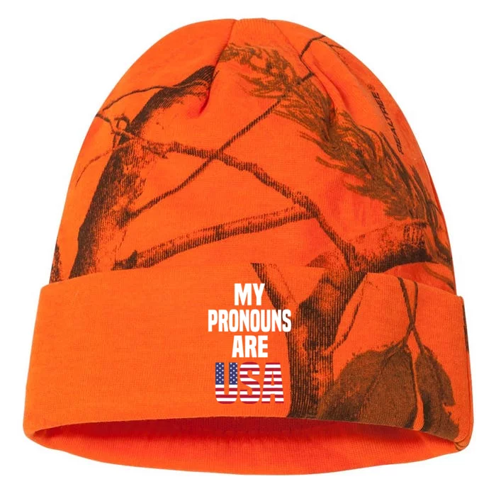 4th Of July Funny My Pronouns Are USA Kati - 12in Camo Beanie