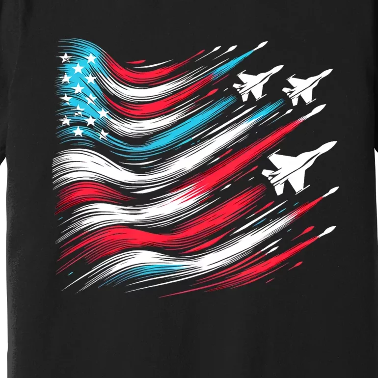 4th Of July Jet American Flag Patriotic Usa Premium T-Shirt