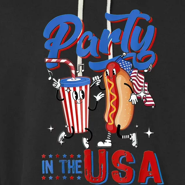 4th Of July Food Party In The USA Funny Hot Dog Lover Shirt Garment-Dyed Fleece Hoodie