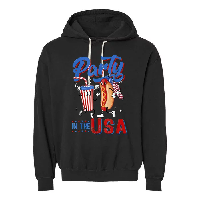 4th Of July Food Party In The USA Funny Hot Dog Lover Shirt Garment-Dyed Fleece Hoodie