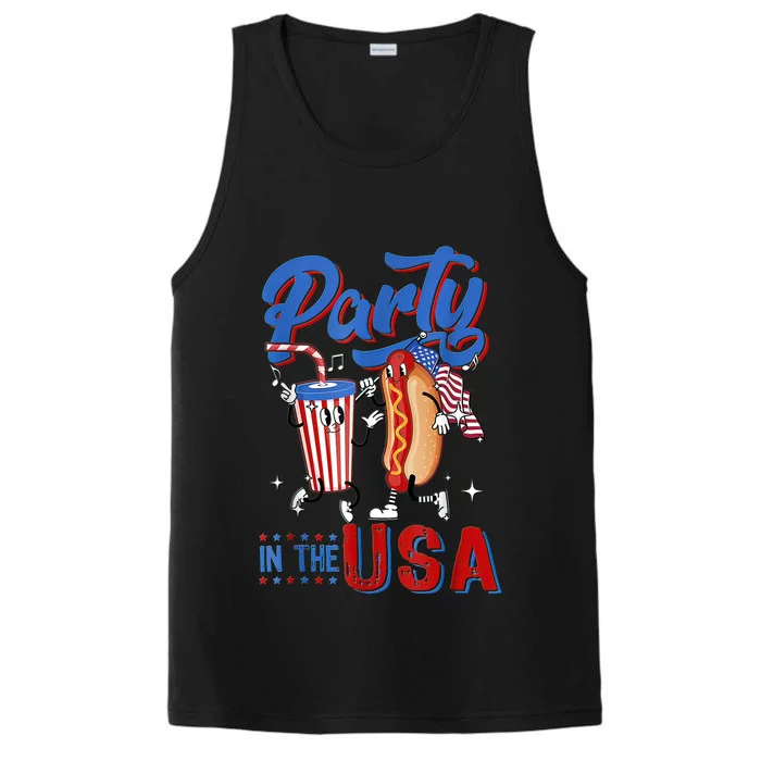 4th Of July Food Party In The USA Funny Hot Dog Lover Shirt Performance Tank