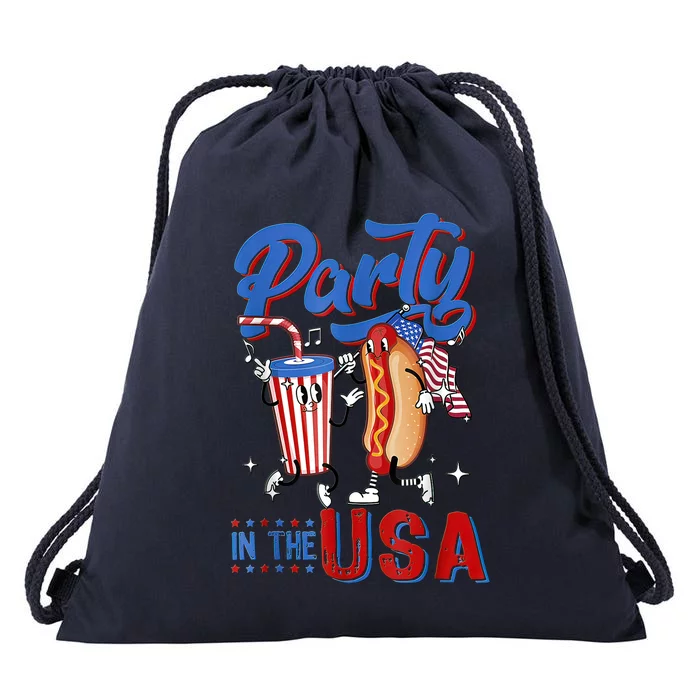 4th Of July Food Party In The USA Funny Hot Dog Lover Shirt Drawstring Bag