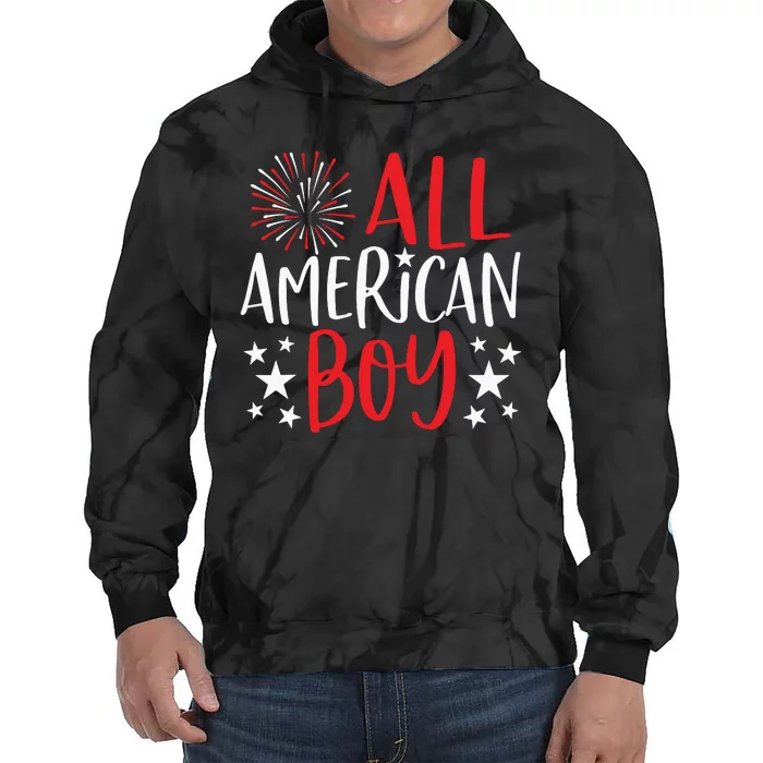 4th Of July All American Boy Fireworks Tie Dye Hoodie