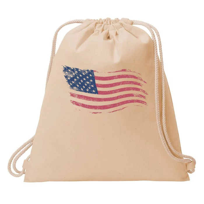 4th Of July Vintage USA Flag Drawstring Bag