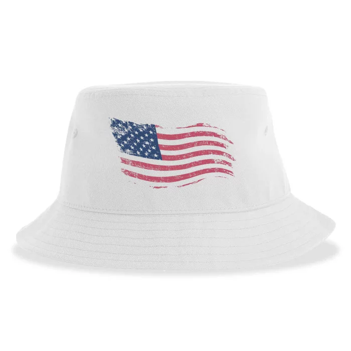 4th Of July Vintage USA Flag Sustainable Bucket Hat