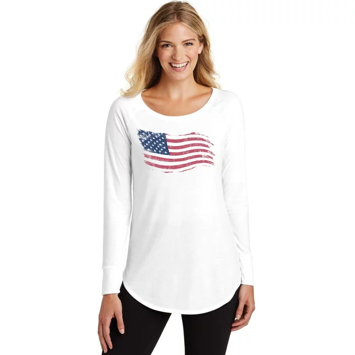 4th Of July Vintage USA Flag Women's Perfect Tri Tunic Long Sleeve Shirt