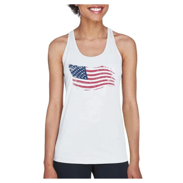 4th Of July Vintage USA Flag Women's Racerback Tank