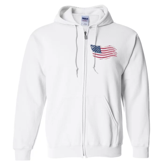 4th Of July Vintage USA Flag Full Zip Hoodie