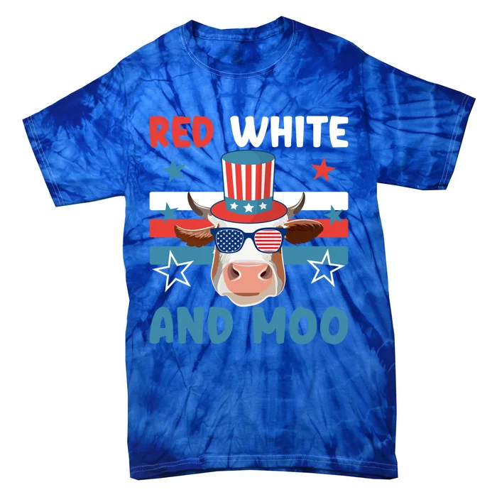 4th Of July Design Moorica Highland Cow Usa Patriotic Cow Gift Tie-Dye T-Shirt