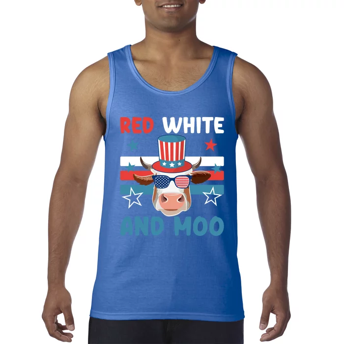 4th Of July Design Moorica Highland Cow Usa Patriotic Cow Gift Tank Top