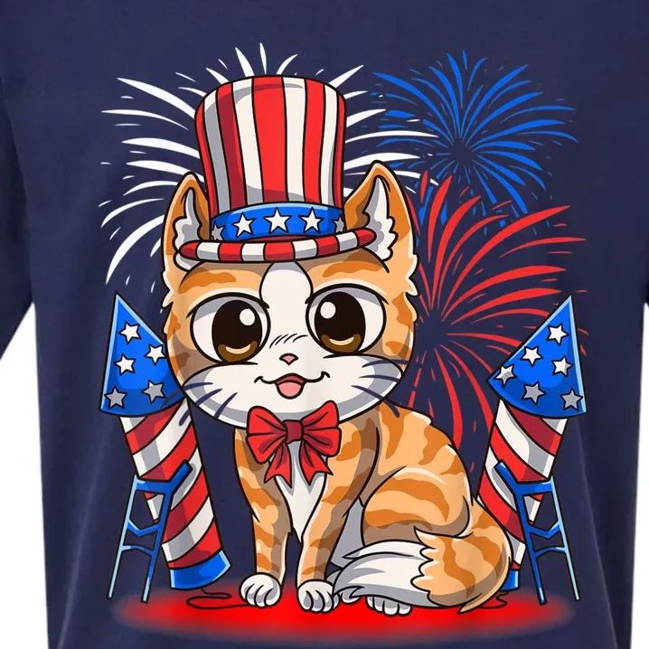 4th Of July Patriotic Cat Funny American Flag Meowica Cute Sueded Cloud Jersey T-Shirt