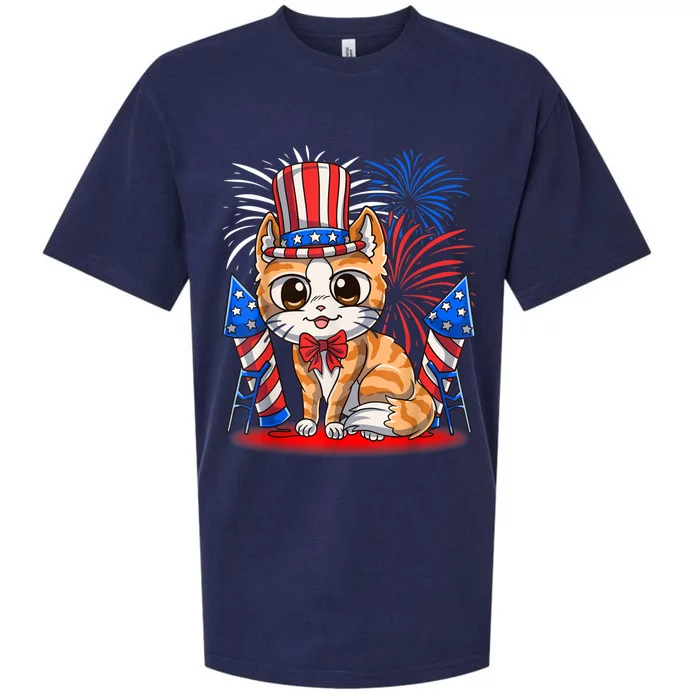 4th Of July Patriotic Cat Funny American Flag Meowica Cute Sueded Cloud Jersey T-Shirt