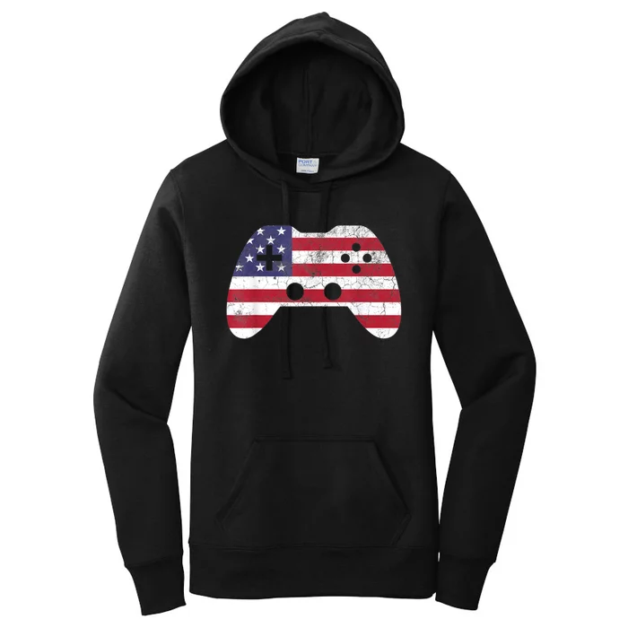 4th Of July Video Game Gamer Boy Men USA Women's Pullover Hoodie