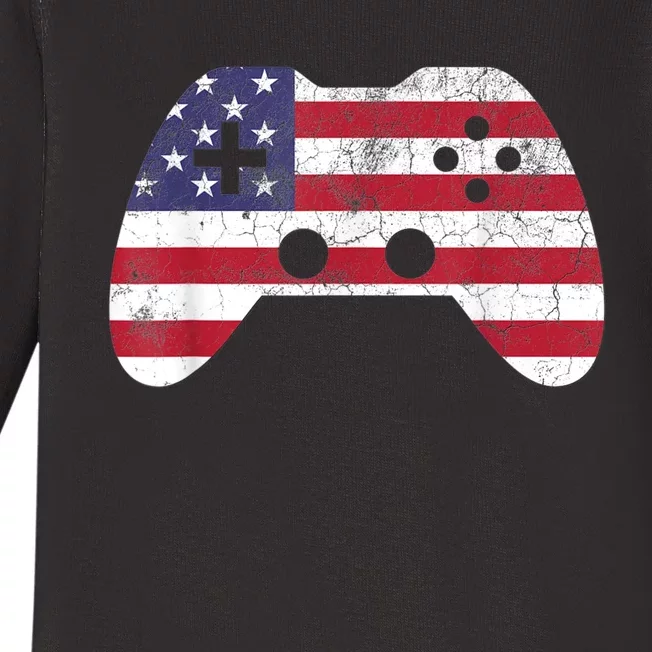 4th Of July Video Game Gamer Boy Men USA Baby Long Sleeve Bodysuit