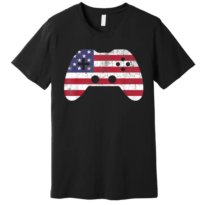 4th Of July Video Game Gamer Boy Men USA Premium T-Shirt