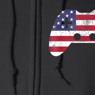 4th Of July Video Game Gamer Boy Men USA Full Zip Hoodie