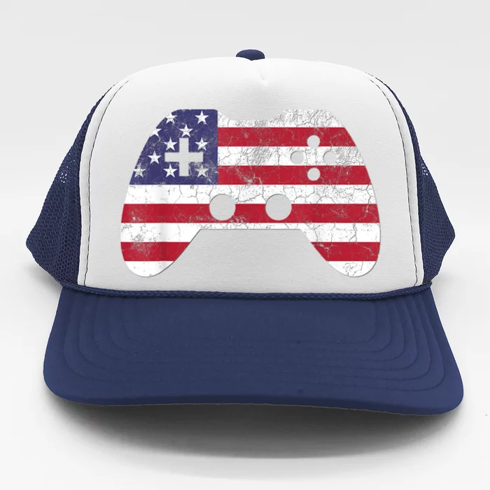 4th Of July Video Game Gamer Boy Men USA Trucker Hat