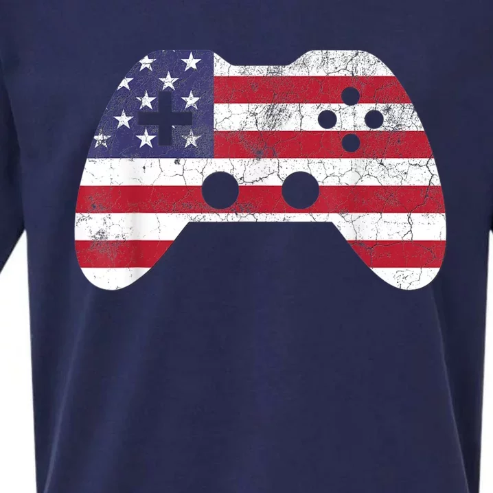 4th Of July Video Game Gamer Boy Men USA Sueded Cloud Jersey T-Shirt