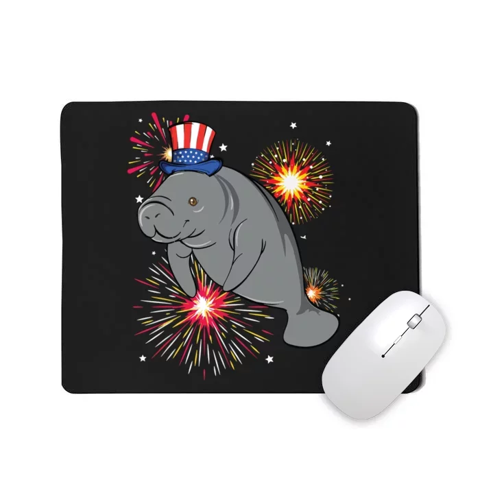 4th Of July Manatee Marine Biologist Patriotic Fireworks Mousepad