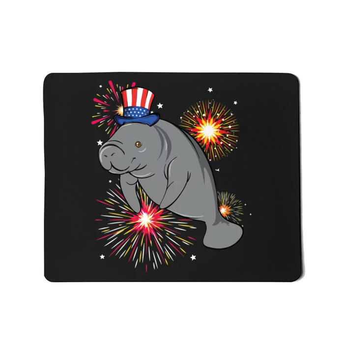 4th Of July Manatee Marine Biologist Patriotic Fireworks Mousepad