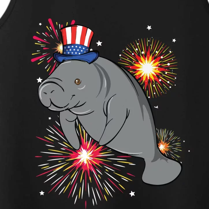 4th Of July Manatee Marine Biologist Patriotic Fireworks Performance Tank