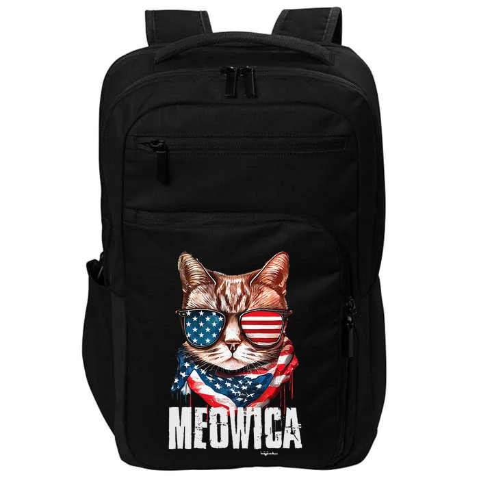 4th of July Meowica American Flag Cat Impact Tech Backpack