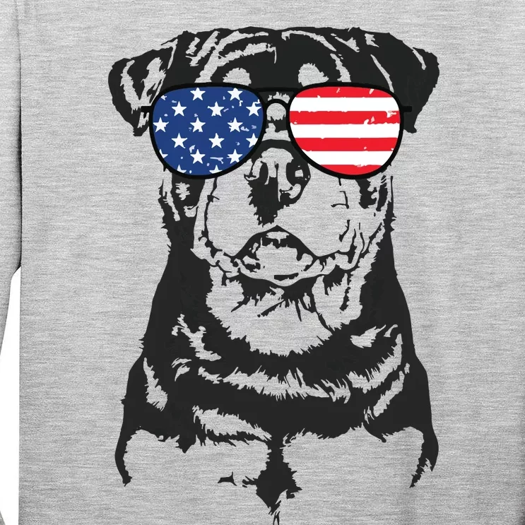 4th Of July Rottweiler Rottie Dog Patriotic USA Sunglasses Tall Long Sleeve T-Shirt