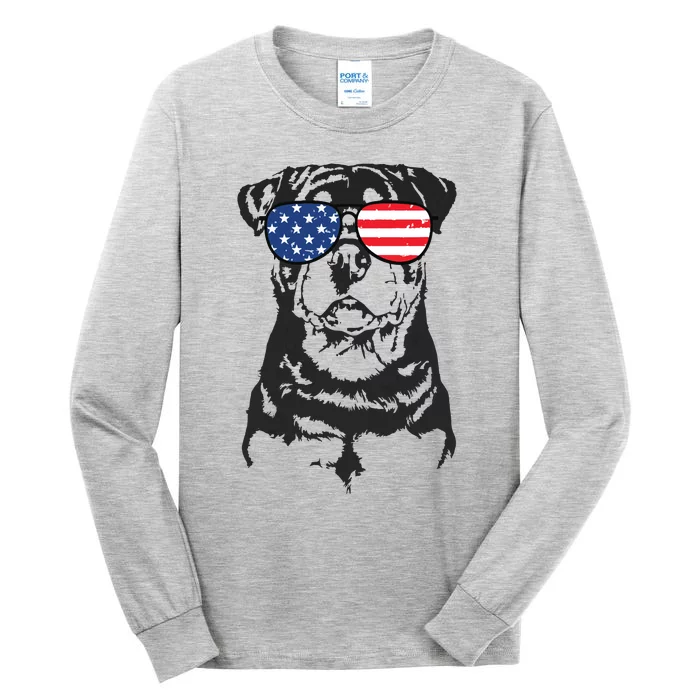 4th Of July Rottweiler Rottie Dog Patriotic USA Sunglasses Tall Long Sleeve T-Shirt