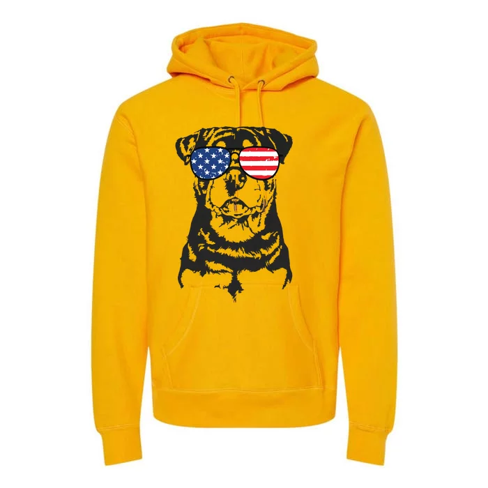 4th Of July Rottweiler Rottie Dog Patriotic USA Sunglasses Premium Hoodie