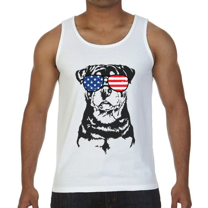 4th Of July Rottweiler Rottie Dog Patriotic USA Sunglasses Comfort Colors® Tank Top