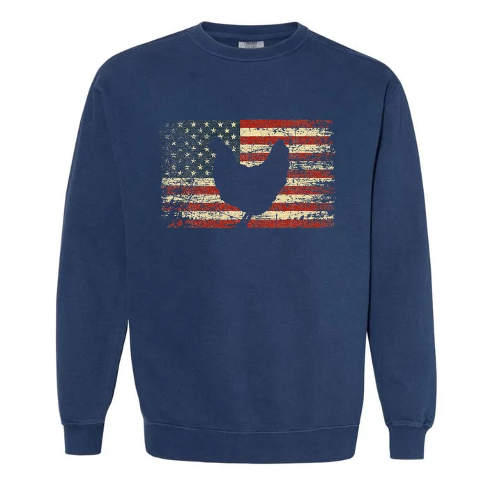 4th Of July Chicken Patriotic American Flag Garment-Dyed Sweatshirt