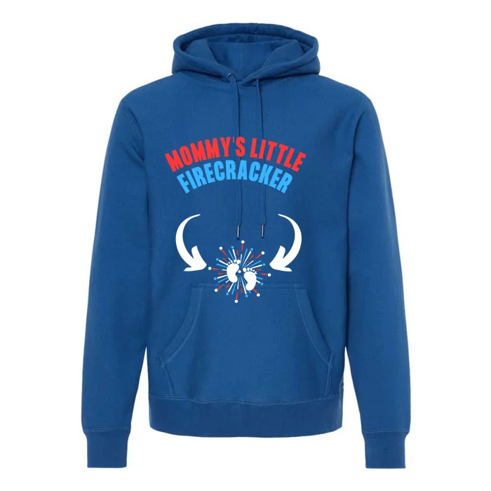 4th Of July Pregnancy Announcet Mommys Little Firecracker Gift Premium Hoodie