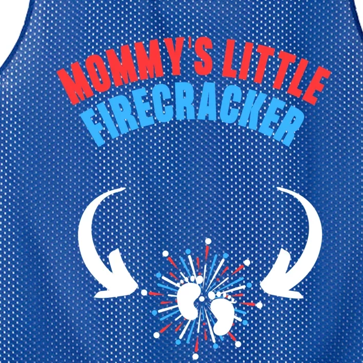 4th Of July Pregnancy Announcet Mommys Little Firecracker Gift Mesh Reversible Basketball Jersey Tank