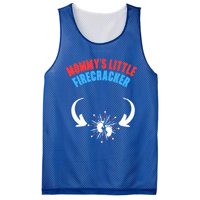 4th Of July Pregnancy Announcet Mommys Little Firecracker Gift Mesh Reversible Basketball Jersey Tank