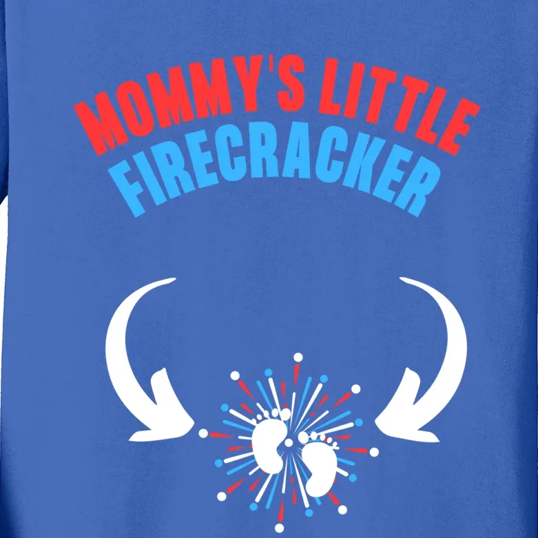 4th Of July Pregnancy Announcet Mommys Little Firecracker Gift Kids Long Sleeve Shirt