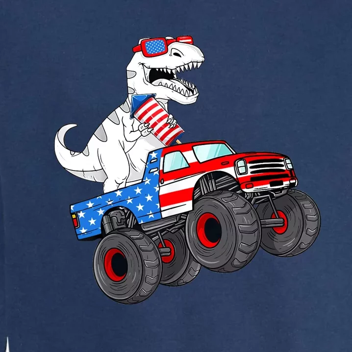 4th Of July T Rex Dino Trex Dinosaur Monster Truck Fireworks Garment-Dyed Sweatshirt