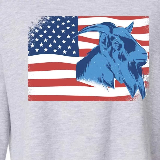 4th Of July American Flag Patrioticic Goat Cool Gift Cropped Pullover Crew