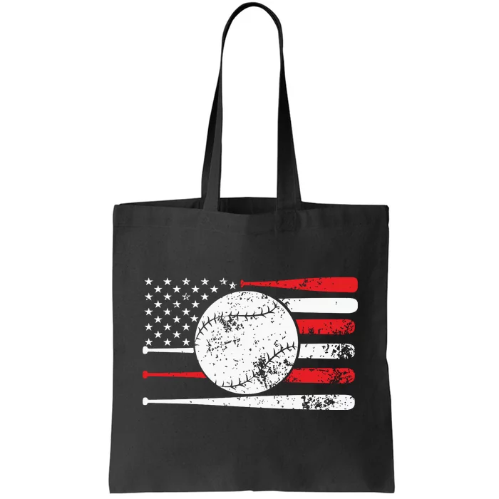 4th Of July Baseball American Flag Tote Bag