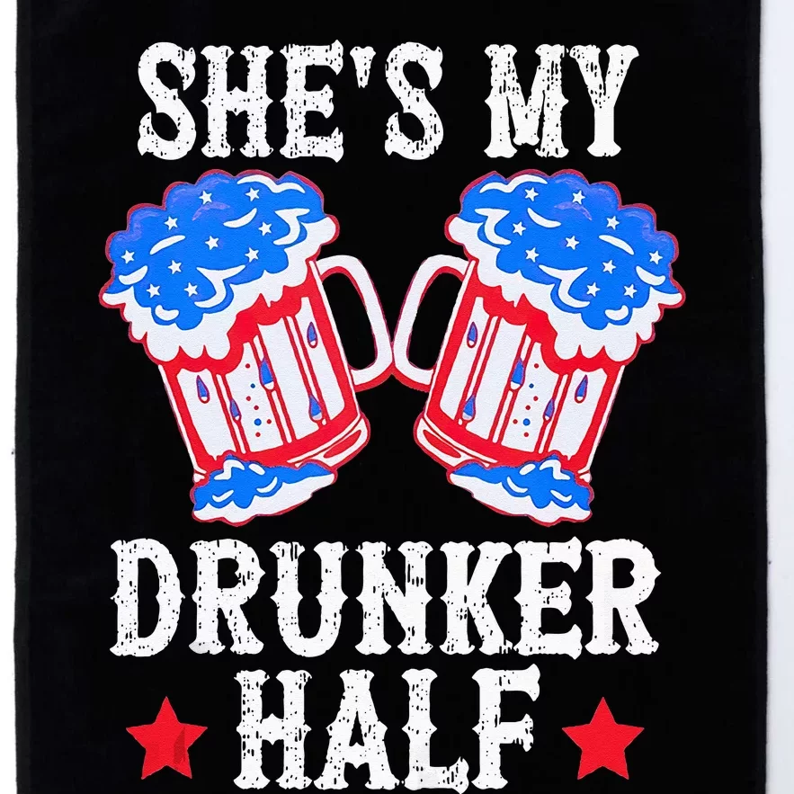 4th of July Matching Couple She's Is My Drunker Half Platinum Collection Golf Towel