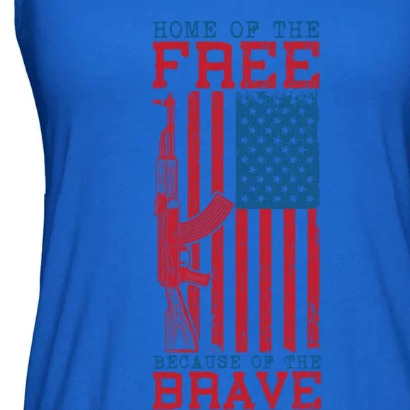 4th Of July Home Of The Free Because Of The Brave Soldier Gift Ladies Essential Flowy Tank